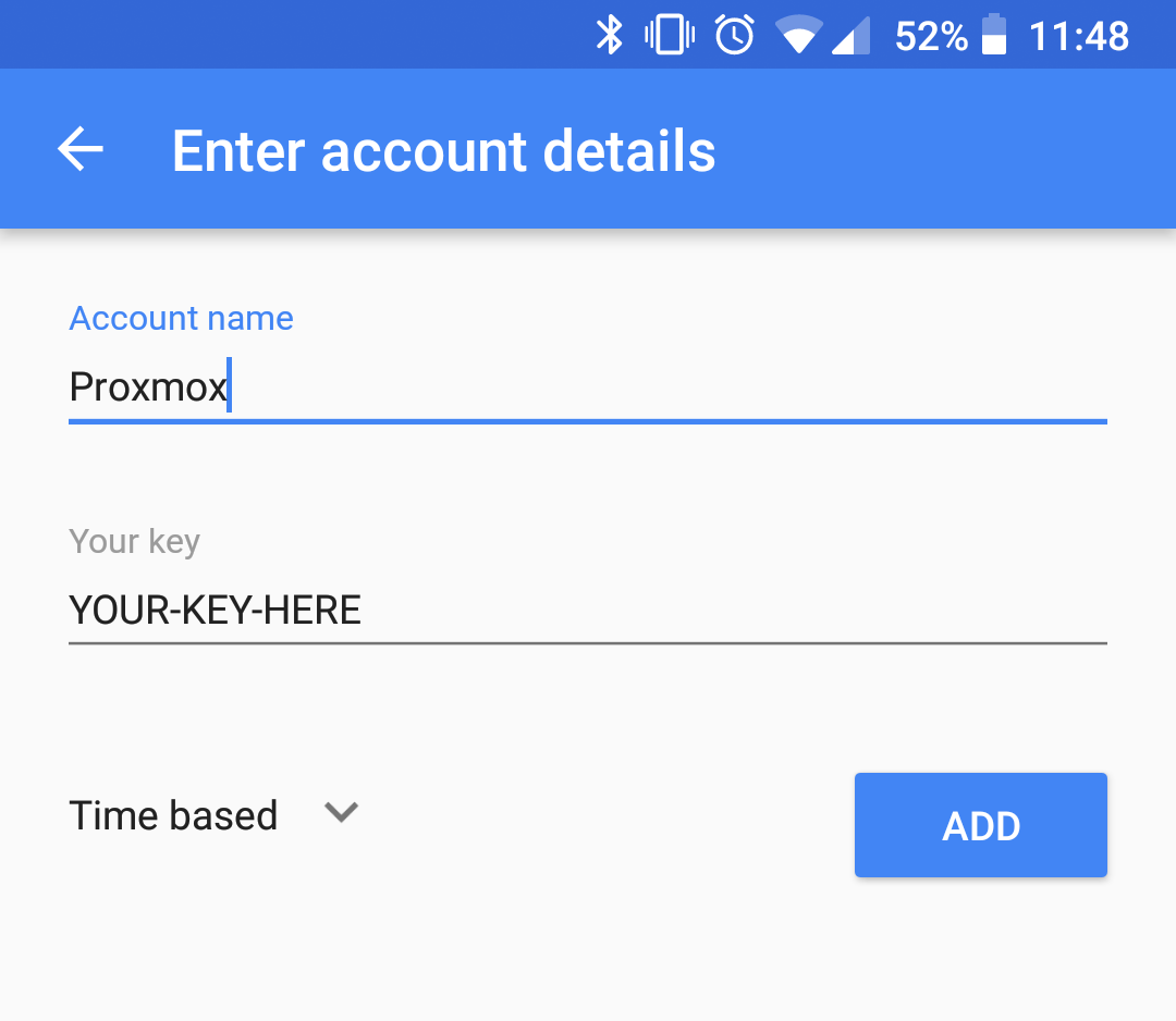 Google Authenticator setup